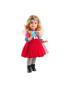 Кукла Марта в красном платье с синей повязкой с розами шарнирная 60 см 06564 Paola reina