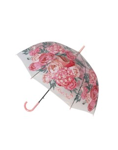 Зонт трость Цветы прозрачный купол персиковый Mihi mihi