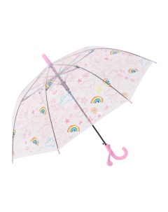 Зонт трость Небесный Единорог прозрачный купол розовый Михимихи