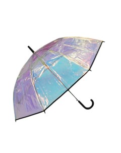 Зонт трость прозрачный купол с перламутровым эффектом черный Mihi mihi