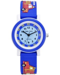 Детские наручные часы Н104 2 синяя пожарная машинка Тик-так