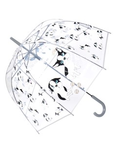 Зонт трость Puppies прозрачный купол серый Михимихи