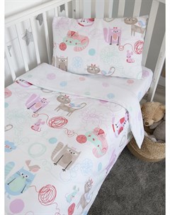 Детское постельное белье в кроватку для новорожденных ясли поплин Киски Baby nice