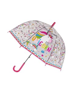 Зонт трость Единорог прозрачный купол розовый Mihi mihi