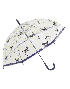 Зонт трость Кошки прозрачный купол синий Михимихи