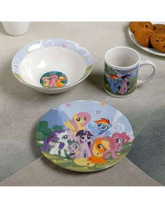 Набор My Little Pony 3 пр кружка 240 мл миска 18 см тарелка 19 см в под уп Hasbro