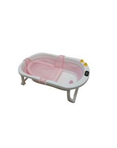 Детская складная ванночка для новорожденных с термометром розовая Bathtub