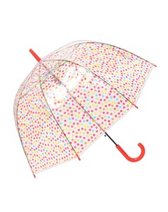 Зонт трость Горошек прозрачный купол оранжевый Михимихи