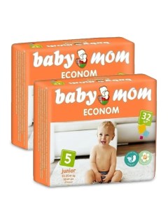 Подгузники детские Econom с кремом бальзамом 5 размер 2 уп по 32 шт Baby mom