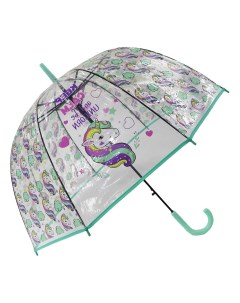 Зонт трость Единорог Keep Calm and be Unicorn прозрачный купол зеленый Михимихи