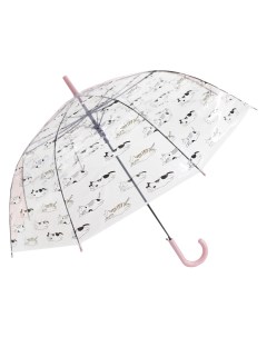 Зонт трость Кошки прозрачный купол розовый Михимихи