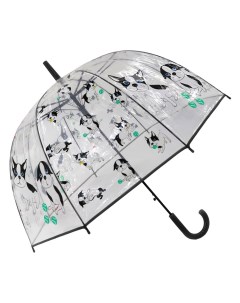 Зонт трость Puppies прозрачный купол черный Михимихи