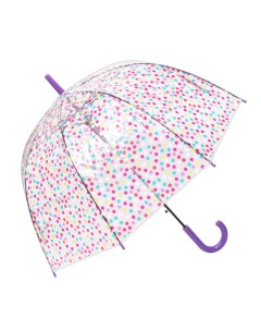 Зонт трость Горошек прозрачный купол фиолетовый Михимихи