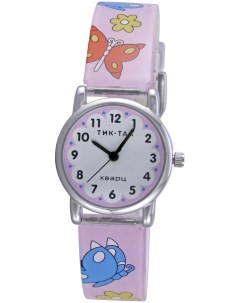 Детские наручные часы Н101 1 розовые бабочки Тик-так