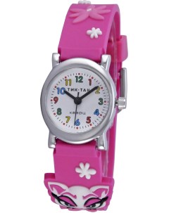 Детские наручные часы Н107 2 розовая кошка Тик-так