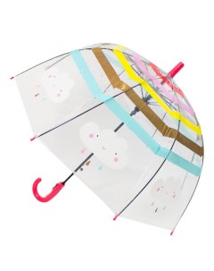 Зонт трость Облачка прозрачный купол красный Mihi mihi