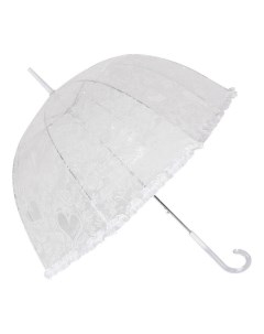 Зонт трость Сердечки прозрачный купол белый Mihi mihi