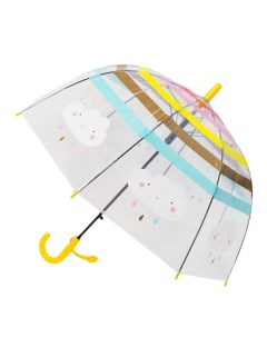 Зонт трость Облачка прозрачный купол желтый Mihi mihi