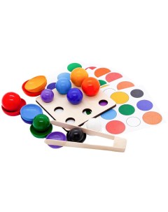 Игры Монтессори Развивающая игра Шарики на тарелочках с карточками 9 цветов Эврилэнд