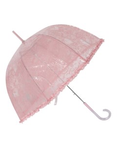 Зонт трость Сердечки прозрачный купол розовый Mihi mihi