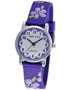 Детские наручные часы Н101 2 фиолетовые цветы Тик-так