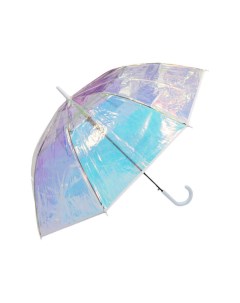 Зонт трость прозрачный купол с перламутровым эффектом белый Mihi mihi