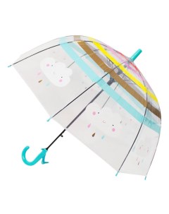 Зонт трость Облачка прозрачный купол голубой Mihi mihi