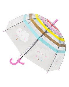 Зонт трость Облачка прозрачный купол розовый Mihi mihi