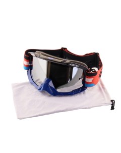 Очки для горнолыжного спорта черный синий стекло зеркальное чехол Fox
