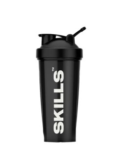 Шейкер спортивный Черный 600 мл с петлей для переноски герметичным клапа Skills nutrition