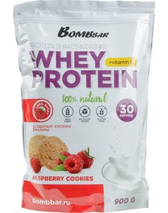 Порционный протеин Whey Protein 5шт по 30г Малиновое печенье Bombbar