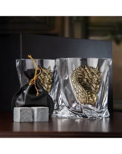 Набор 2 бокала для виски Дракон 2 в подарочной коробке 13000475 Город подарков