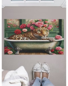 Коврик придверный Леопард в ванне door_429938 Joyarty
