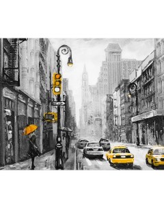 Картина на холсте Постер лайн Желтое такси 40x50 см Nobrand