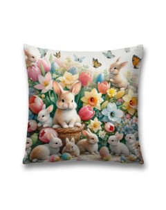 Наволочка декоративная Кролики в цветах 45х45 sl_sd1948 Joyarty