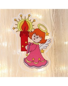 Наклейка на стекло Ангел со свечой 9х14 см Зимнее волшебство
