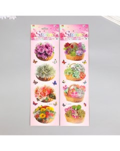 Наклейка бумага пластик Корзинки с цветами МИКС 43x12 см Nobrand