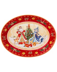 Блюдо Lefard Дед Мороз И Снегурочка Овальное 25Х19 5Х4 5См Красное Кор 18Шт Мед