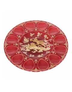 Блюдо сервировочное Ангелочки стекло с углублениями красно золотое 25 5 см Ninaglass