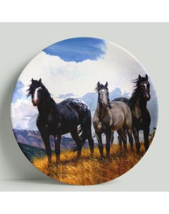Декоративная тарелка Кони в поле 20 см Wortekdesign