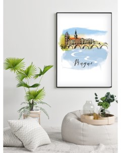 Постер Прага в цвете 60х90 в тубусе Просто постер