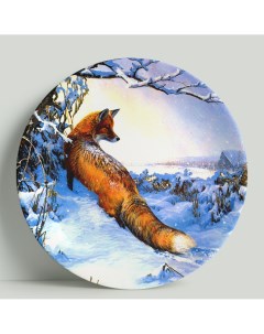 Декоративная тарелка Лиса зимой 20 см Wortekdesign