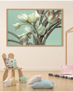 Постер Белые тюльпаны 50х70 в рамке Просто постер