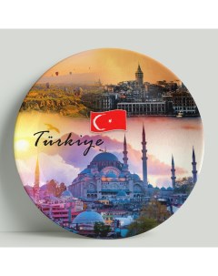 Декоративная тарелка Турция Коллаж Рисунок 20 см Wortekdesign