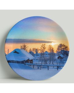 Декоративная тарелка Зимняя деревня 20 см Wortekdesign