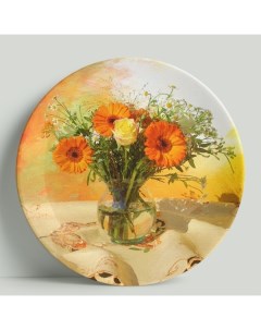 Декоративная тарелка Герберы Натюрморт 20 см Wortekdesign