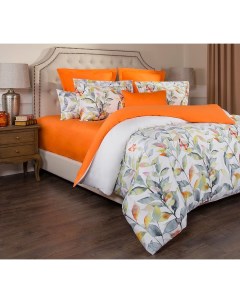 Комплект постельного белья семейный Гармоника цветы оранжевый Материал хлопок Santalino