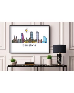 Постер Барселона в цвете 40х50 в тубусе Просто постер