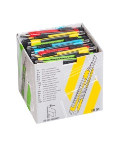 Нож с резиновой ручкой 9мм цветная коробка 0510 340901 Hardy