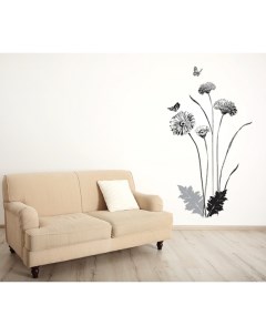 Виниловая наклейка на стену Черно белые цветы 50х60см SS58228 Home-decors